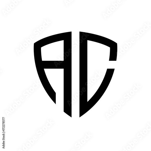 Initial letters logo ac black monogram shield shape vector