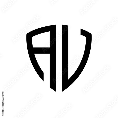 Initial letters logo av black monogram shield shape vector