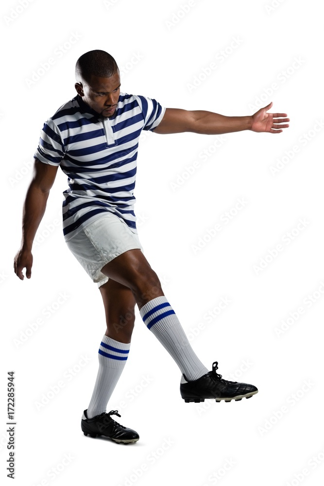 Full length of male rugby player playing