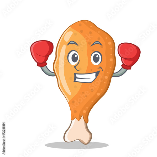 Boxing fried chicken character cartoon