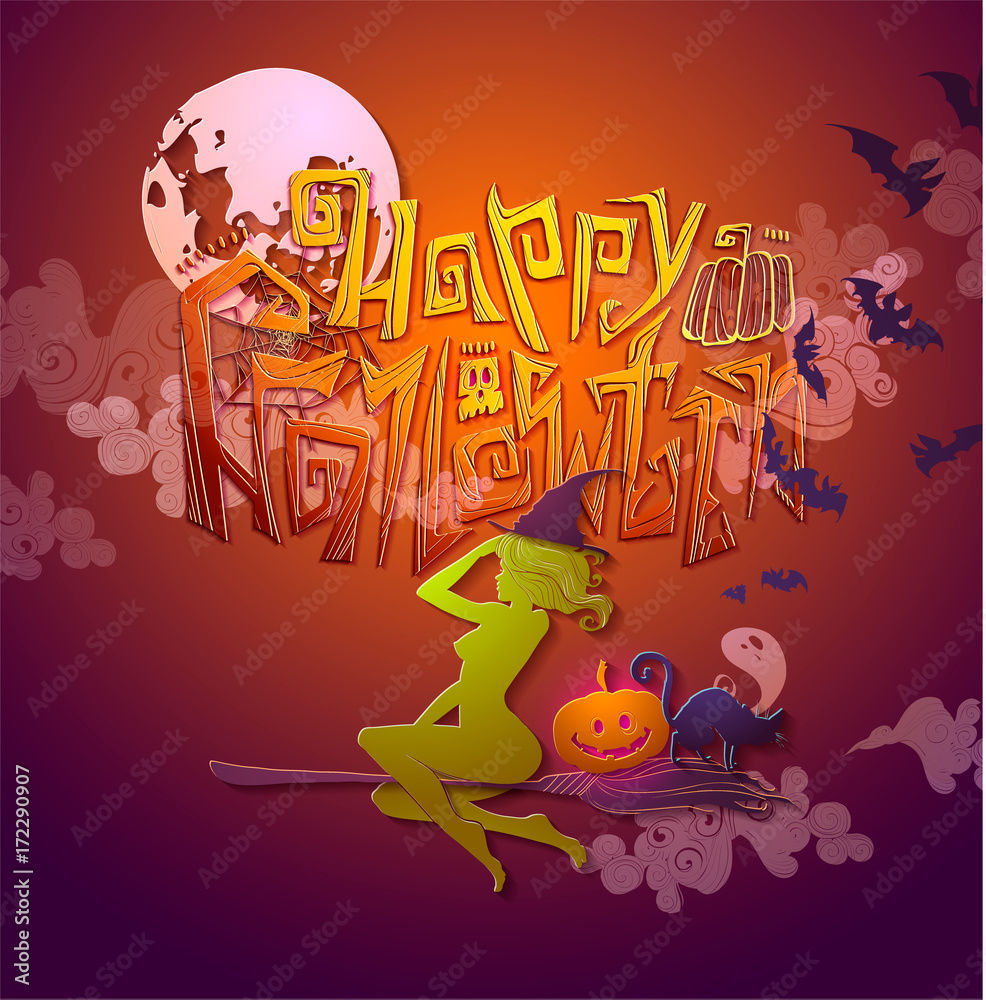 Fototapeta premium Halloween cards, patterns, decorations.
