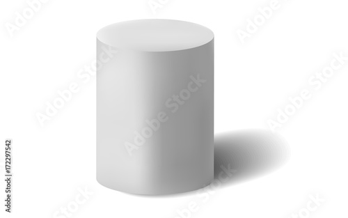 White cylinder isolated on white background