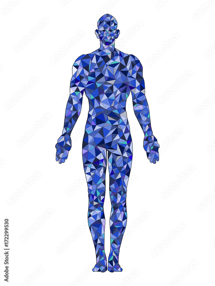 blue standing man, full length. Polygonal vector illustration. blue standing man, full length. Polygonal vector illustration.