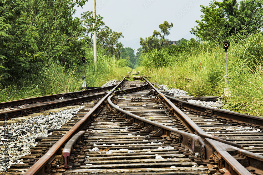 Abandoned railway tracks in the countryside, Guilin, Guangxi Province, China Abandoned railway tracks in the countryside, Guilin, Guangxi Province, China