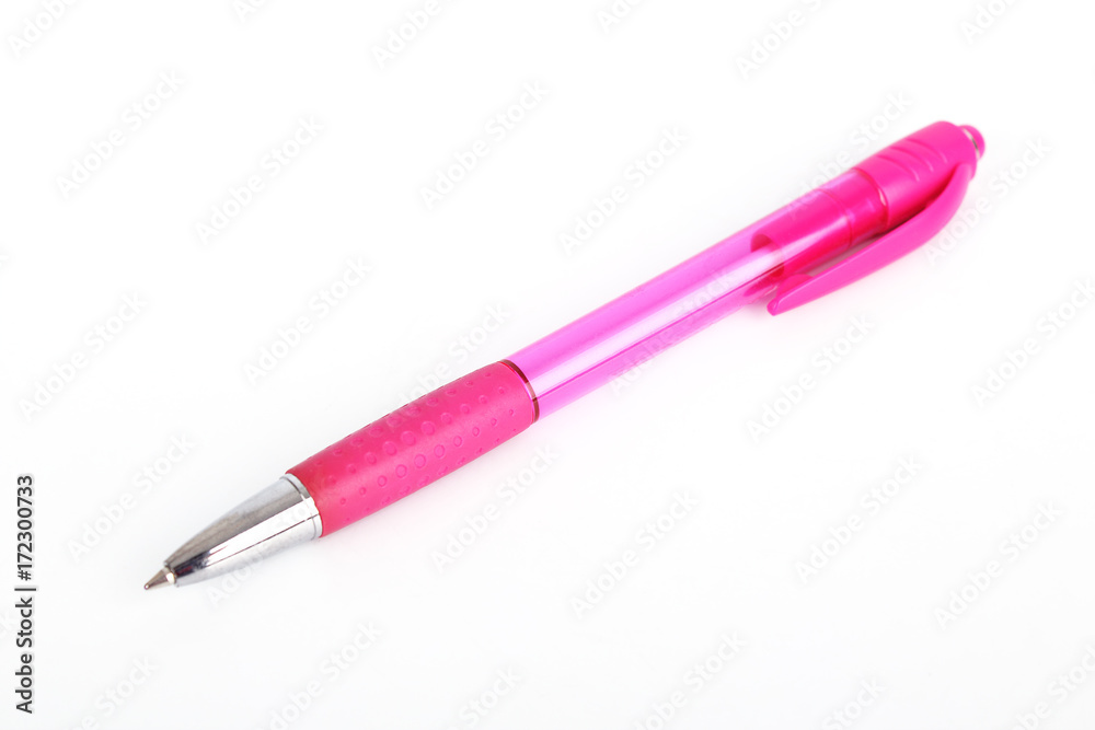 Pink ballpoint pen isolated on a white background Pink ballpoint pen isolated on a white background