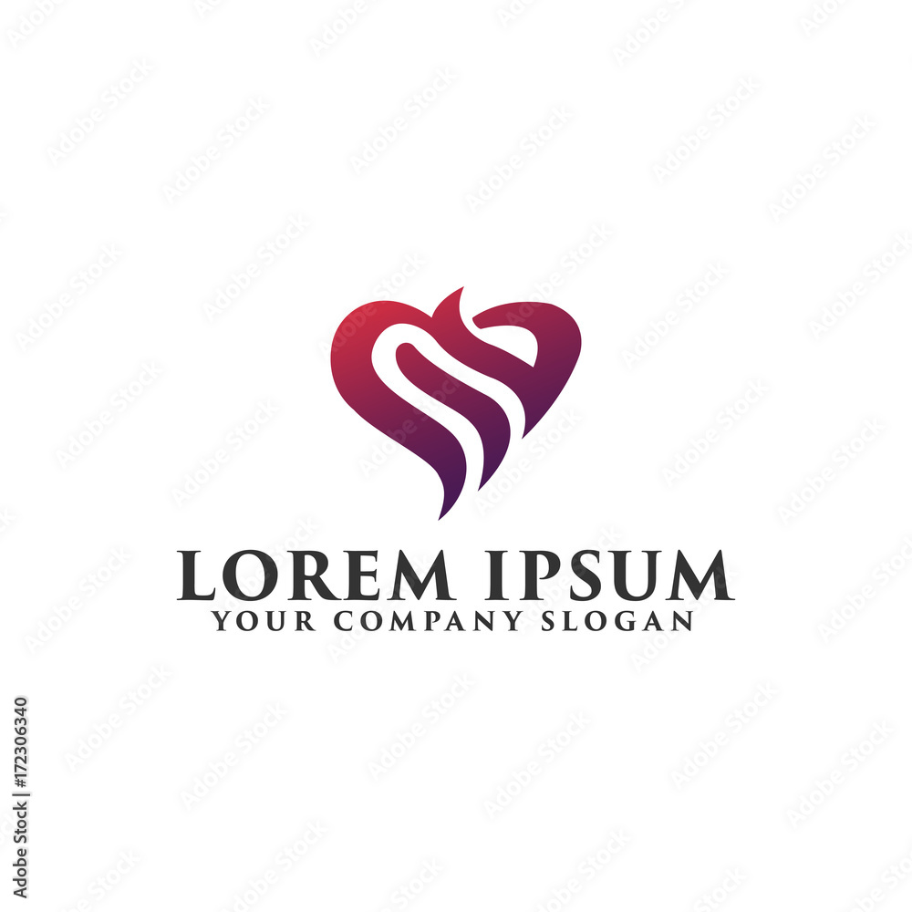 abstract love Logo design concept template