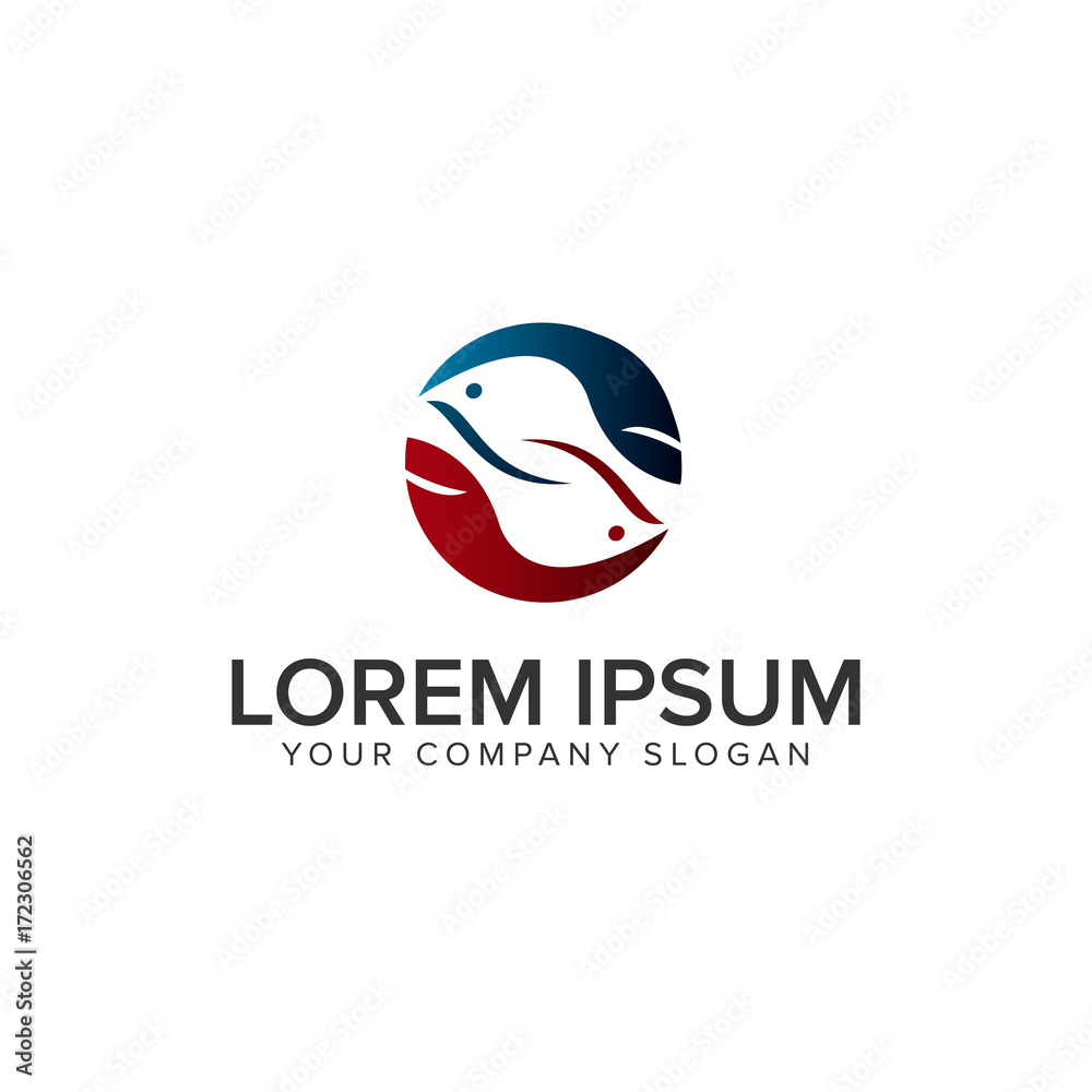 couple fish Logo design concept template