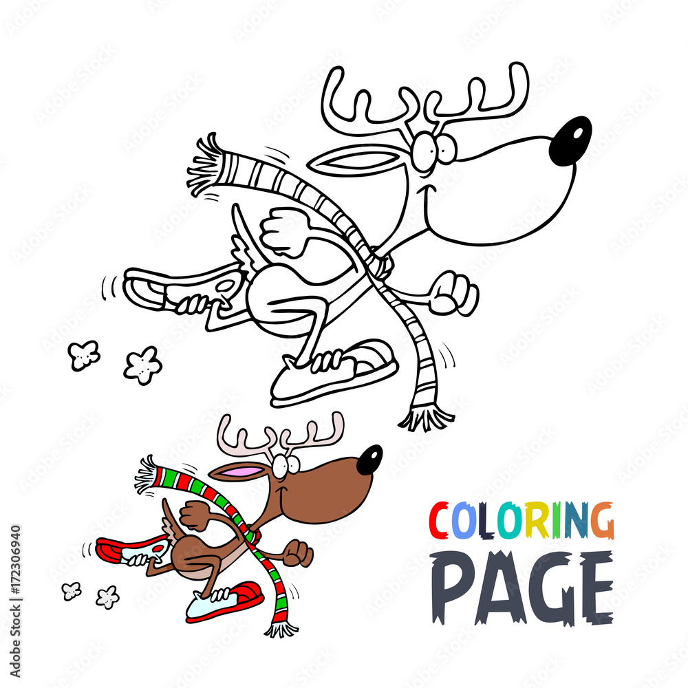 Fototapeta premium deer cartoon coloring page