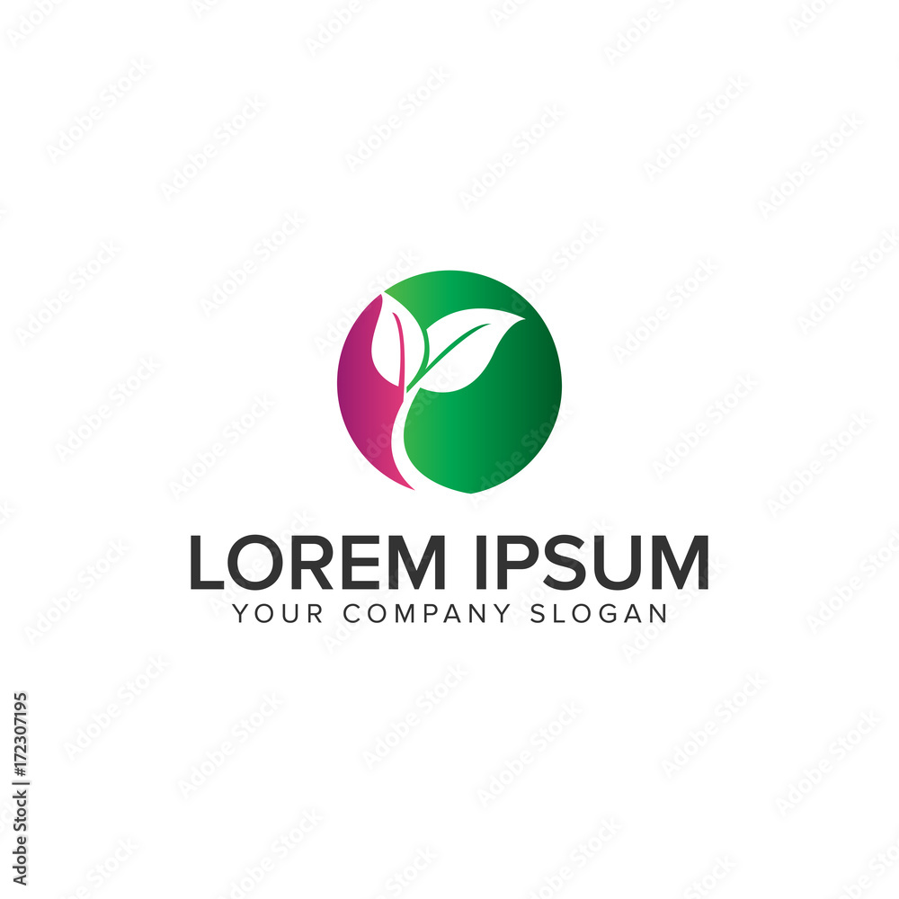 leaf circle Logo design concept template leaf circle Logo design concept template