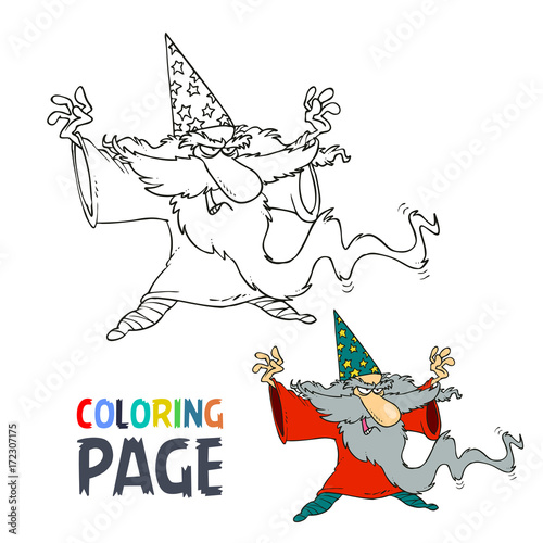 old people wizard cartoon coloring page