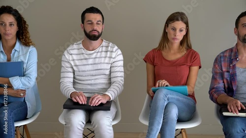 Group of young people in waiting for an interview