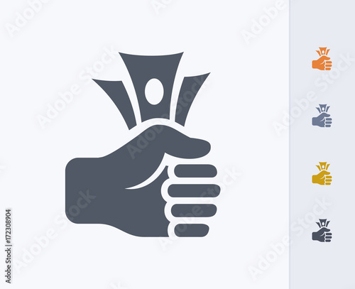 Fist Full Of Cash - Carbon Icons. A professional, pixel-aligned icon designed on a 32 x 32 pixel grid and redesigned on a 16 x 16 pixel grid for very small sizes.