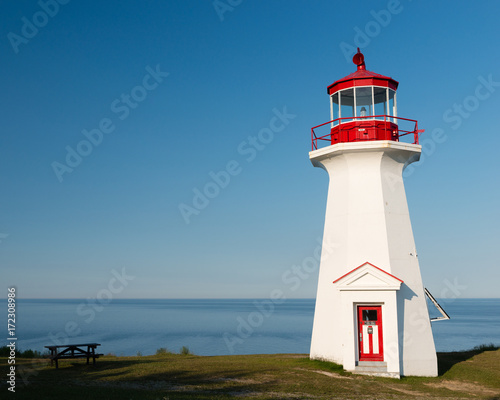 A lighthouse at Bout-du-Monde in Forillon natinal park, Canada