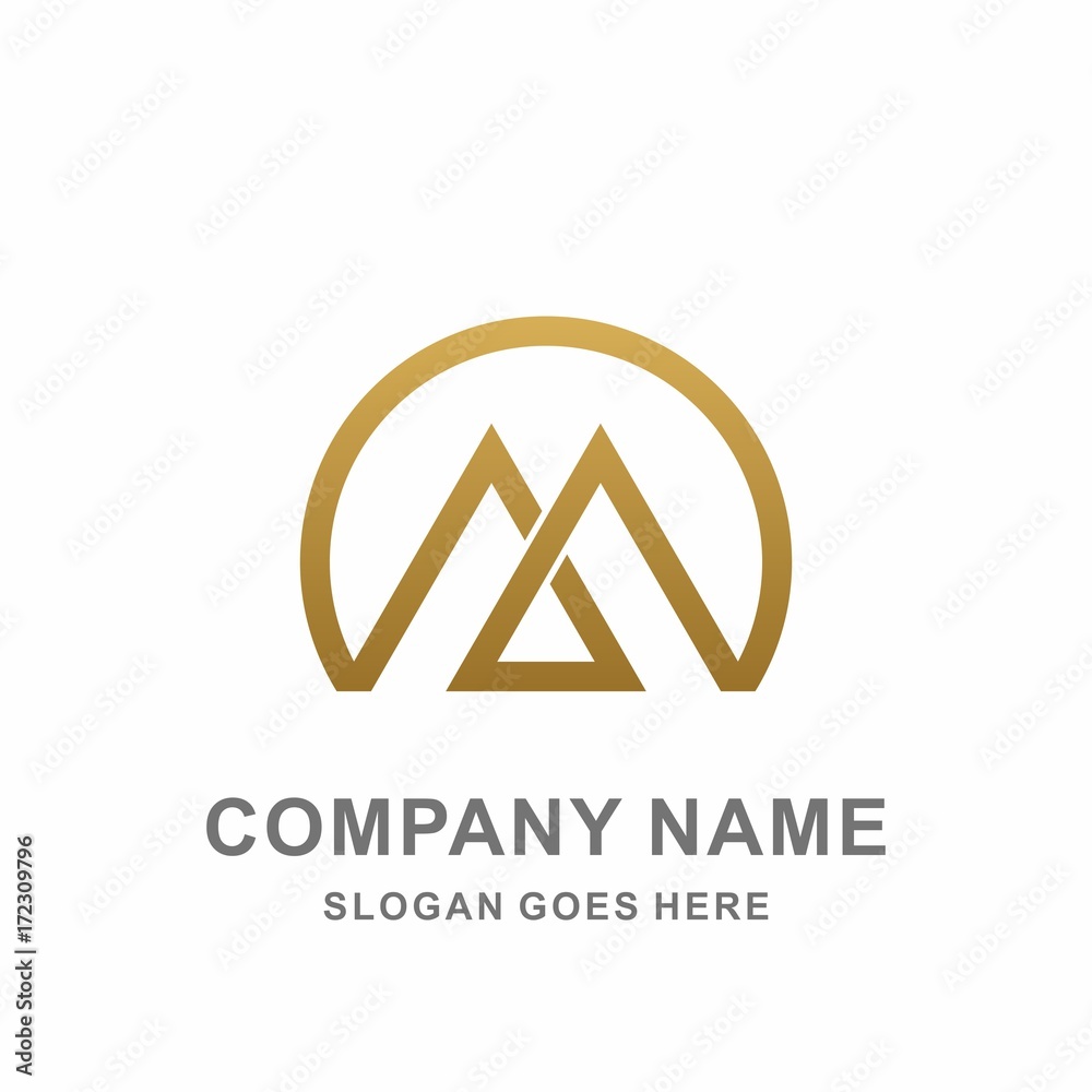 Monogram Letter M Triangle Circle Interior Architecture Construction Business Company Stock Vector Logo Design Template 