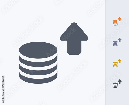 Growing Coin Stack - Carbon Icons. A professional, pixel-aligned icon designed on a 32 x 32 pixel grid and redesigned on a 16 x 16 pixel grid for very small sizes.