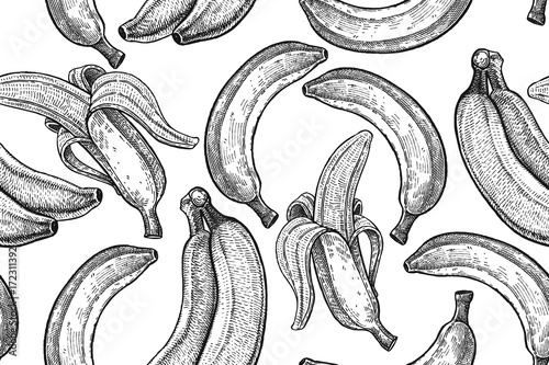 Seamless vector pattern with bananas.