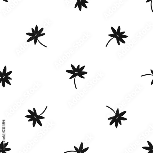 Tropical palm tree pattern seamless black