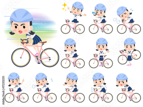Sailor suit Thick eyebrows girl_rode bicycle