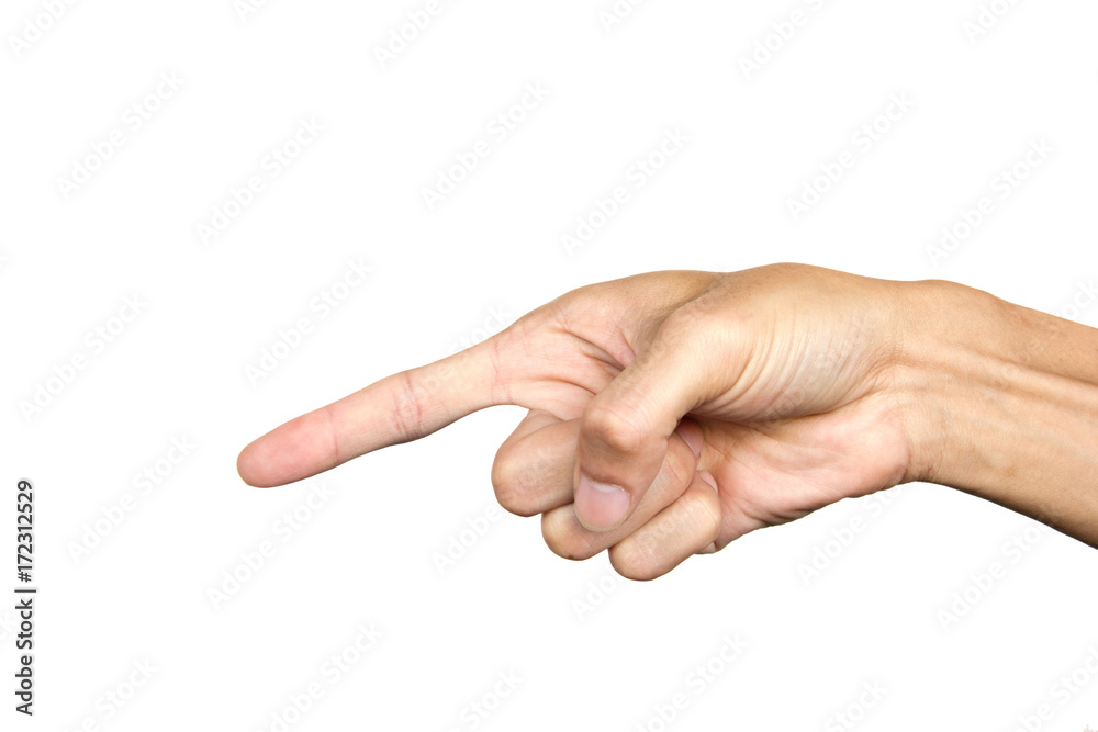 Hand pointing finger isolated on white background. Hand language. Hand gesture. Clipping path. Hand pointing finger isolated on white background. Hand language. Hand gesture. Clipping path.