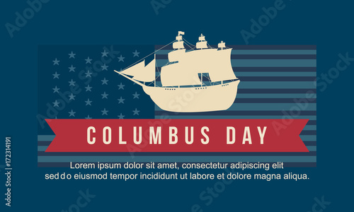 Columbus day on blue background