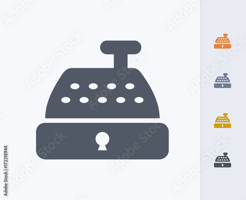 Cash Register - Carbon Icons. A professional, pixel-aligned icon designed on a 32 x 32 pixel grid and redesigned on a 16 x 16 pixel grid for very small sizes.