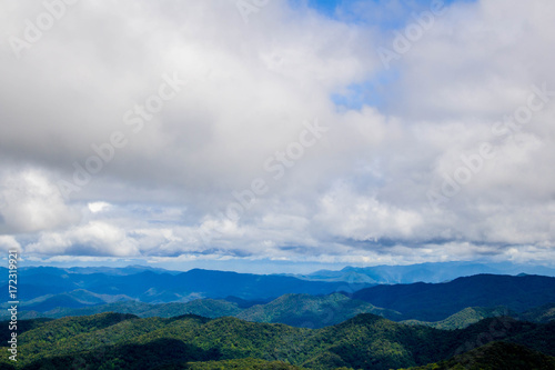 mountain and blue sky with clouds
