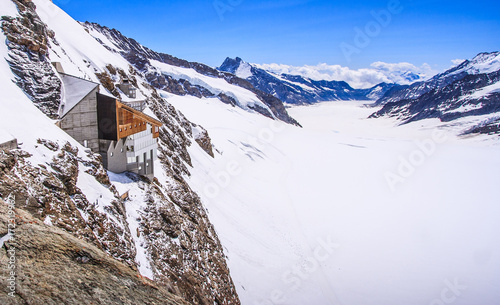 Aletschgletscher or Aletsch glacier - ice landscape in Swiss Alpine Regions, Jungfraujoch Station, the top of europe train station, Switzerland, Europe photo
