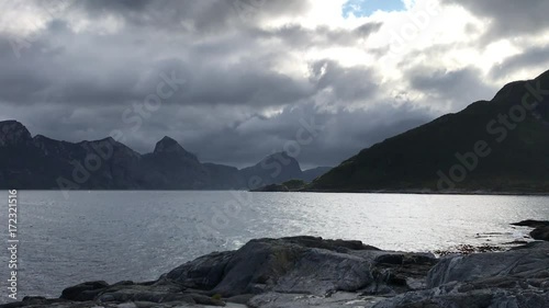 View from Knuten peak on Segla mountain, Mefjordvaer, Senjahopen, Norway. photo