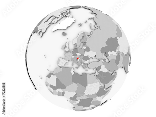 Slovenia on grey globe isolated