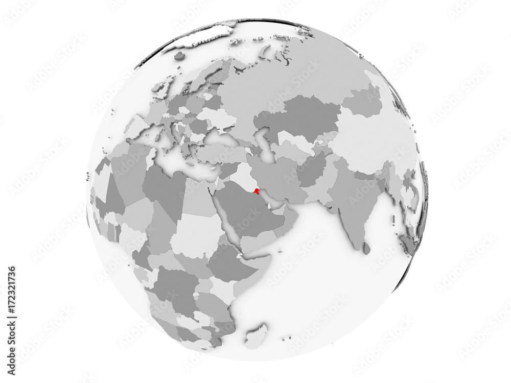 Fototapeta premium Kuwait on grey globe isolated