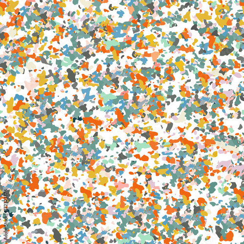 Terrazzo textured surface modern abstract pattern. Vector seamless repeat in motley colors.