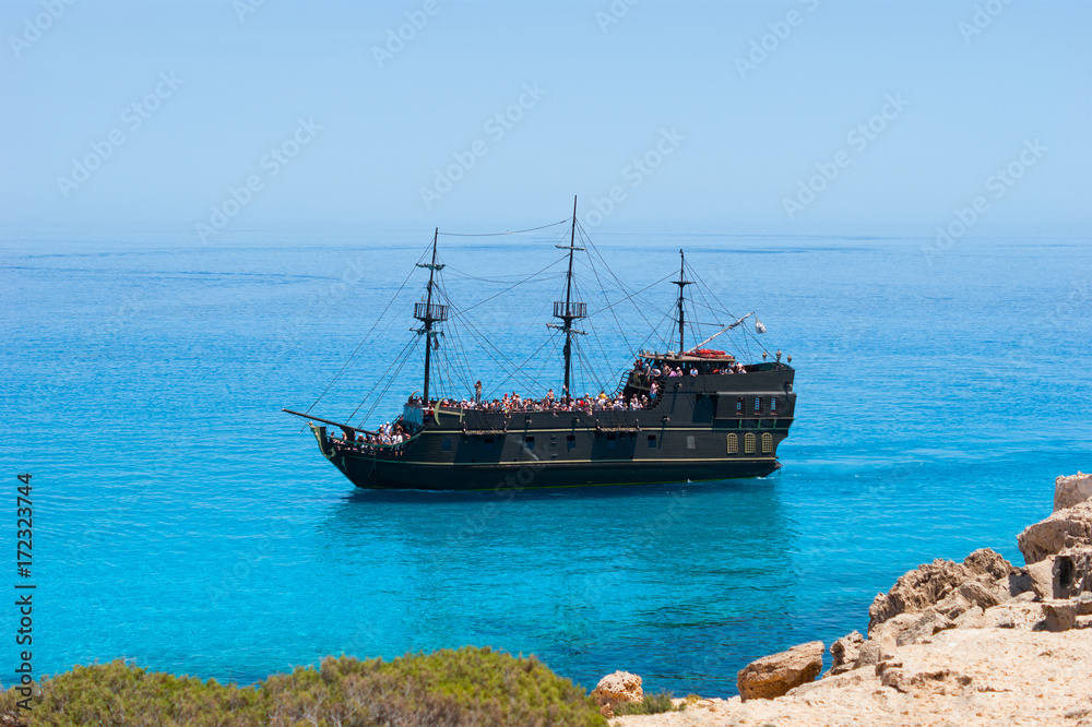 Pirate ship on the sea