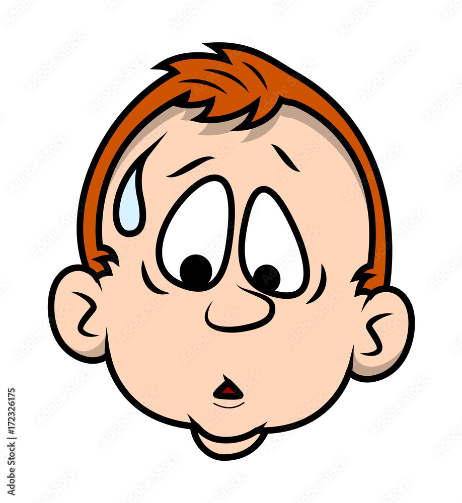Scared sweat Cartoon Boy Face - clip-art cartoon vector Stock Vector |  Adobe Stock