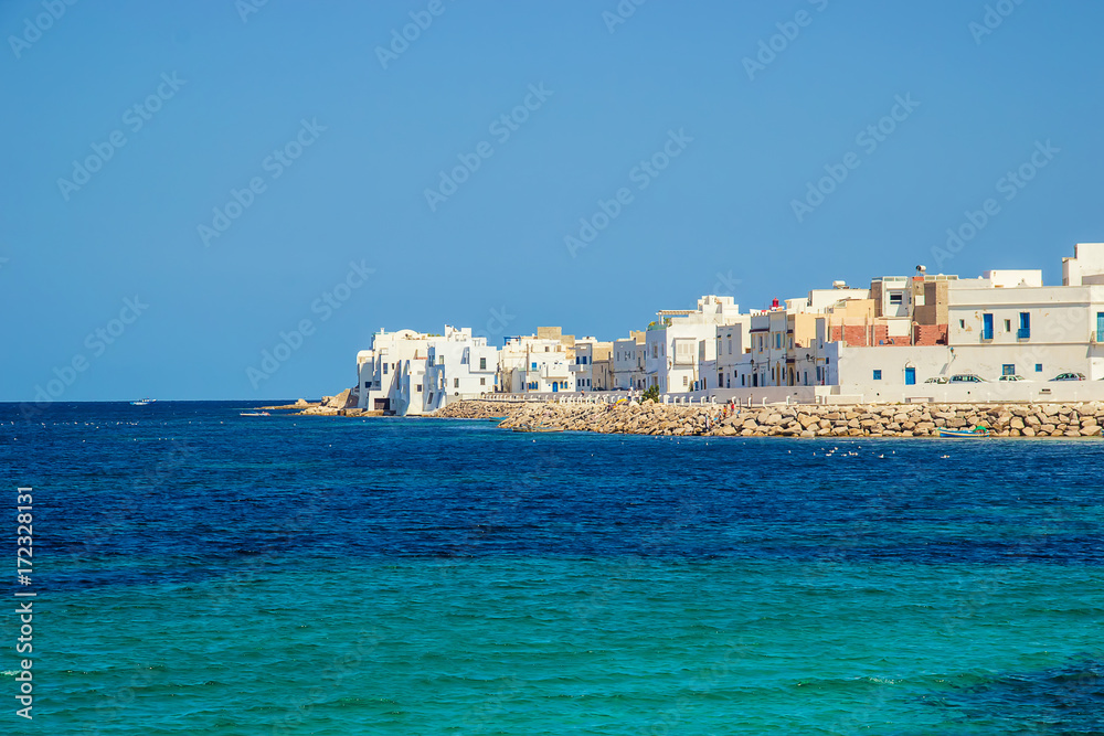 Naklejka premium The Mediterranean Sea Tunisia Mahdia. Selective focus. 
