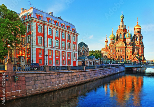 Church of the Savior on Blood in St. Petersburg  at sunrise photo
