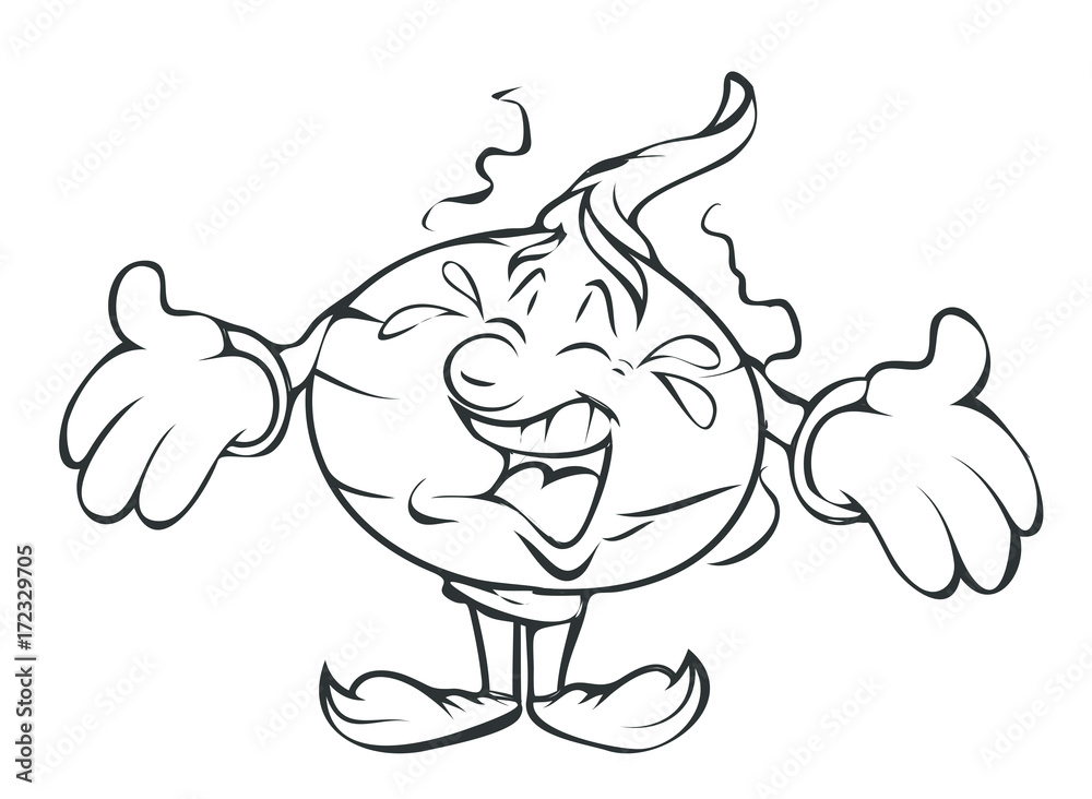 Crying Cartoon Onion Vector Drawing Crying Cartoon Onion Vector Drawing