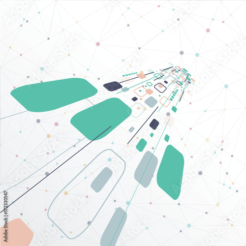 Abstract lines connection technology colorful with geometric perspective, Vector illustration