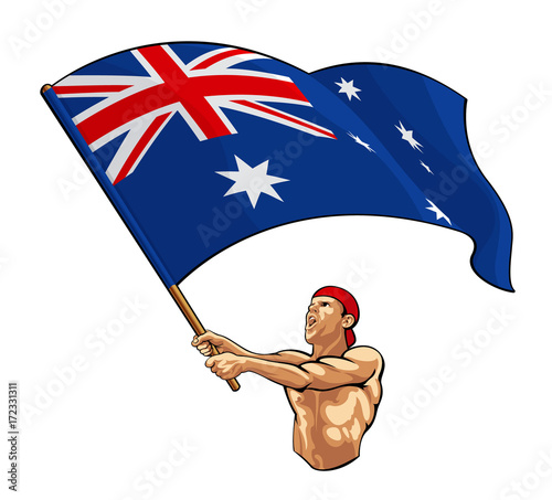 Australia Fan Waving Flag