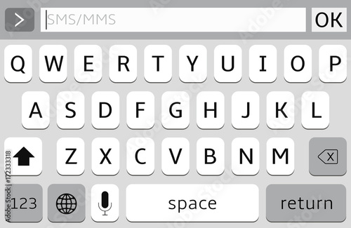 Smartphone keyboard, mobile phone keypad vector mockup.