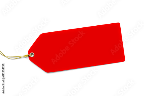 a typical red price tag isolated on white background