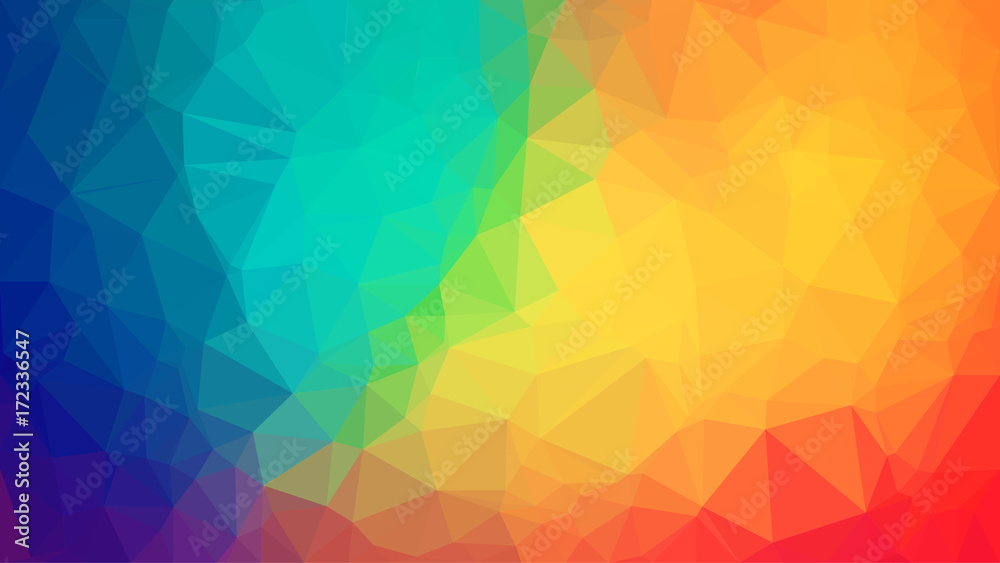 Multicolor polygonal illustration, which consists of triangles. Geometric background in Origami style with a gradient. Triangular design for your business. Rainbow, spectrum image.