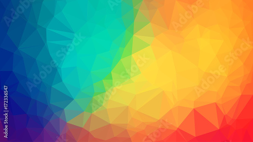 Multicolor polygonal illustration  which consists of triangles. Geometric background in Origami style with a gradient. Triangular design for your business. Rainbow  spectrum image.