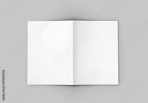 A3 half-fold brochure blank white template for mock up and presentation design. 3d illustration.