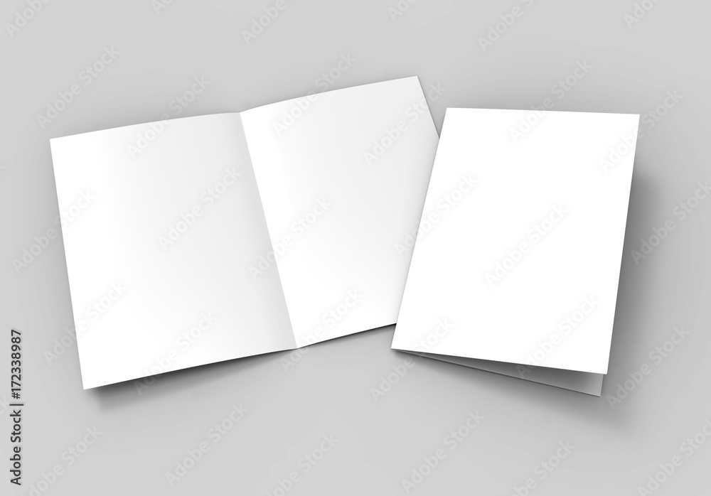 A3 half-fold brochure blank white template for mock up and presentation design. 3d illustration. - obrazy, fototapety, plakaty 
