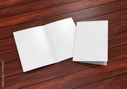 A3 half-fold brochure blank white template for mock up and presentation design. 3d illustration.