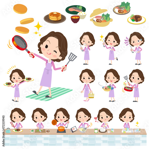 Pink suit business middle aged women_cooking