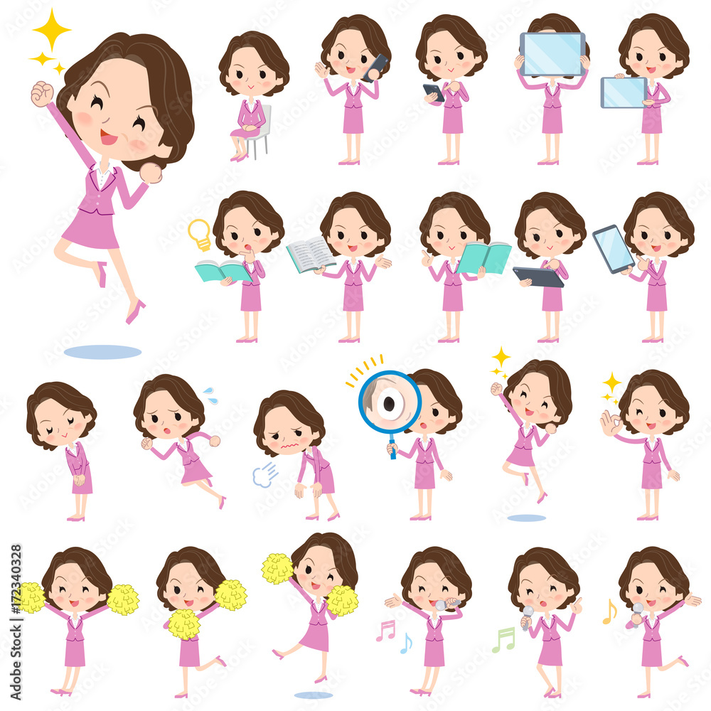 Pink suit business middle aged women_2 Pink suit business middle aged women_2