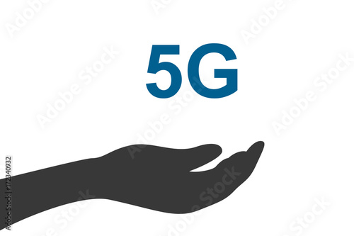 Hand hält 5G Breitband