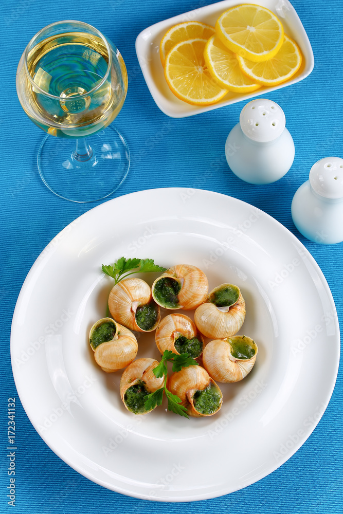 portion of Snails with herbs, butter portion of Snails with herbs, butter