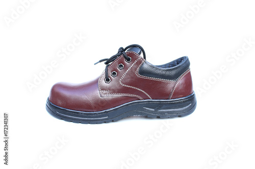 brown safety shoes on isolated